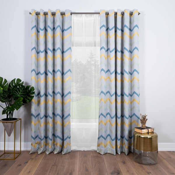 chevron yellow and blue curtains