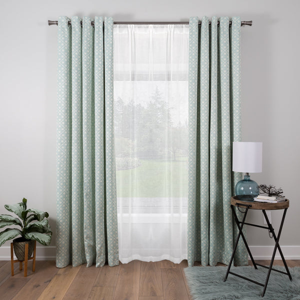 geometric aqua curtains