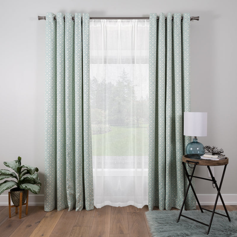 geometric aqua curtains