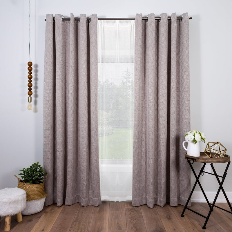 brown geometric curtains