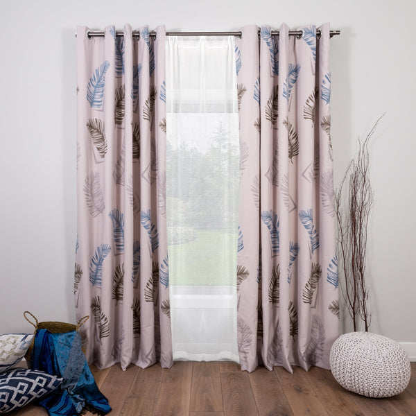 blue and brown floral curtains