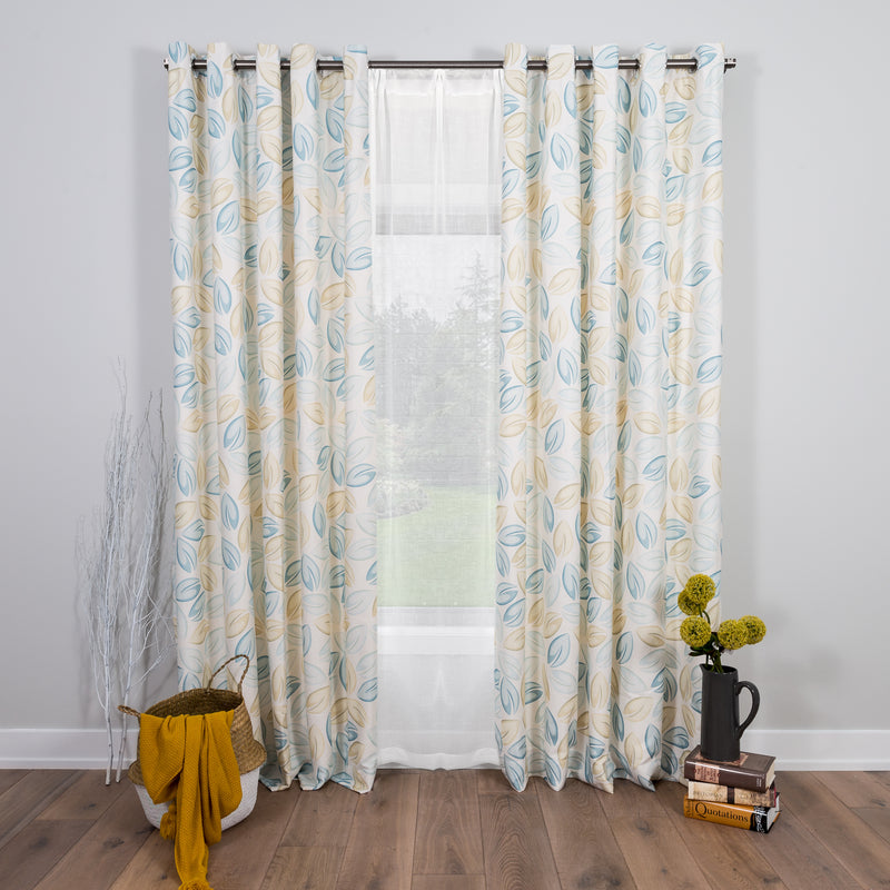 Aqua & Yellow Floral Curtains