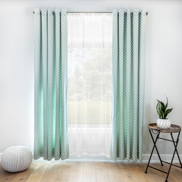 aqua geometric curtains
