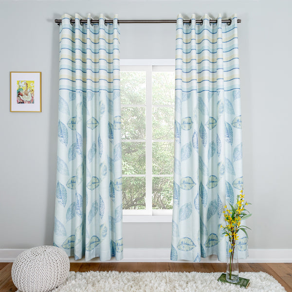 blue floral curtains