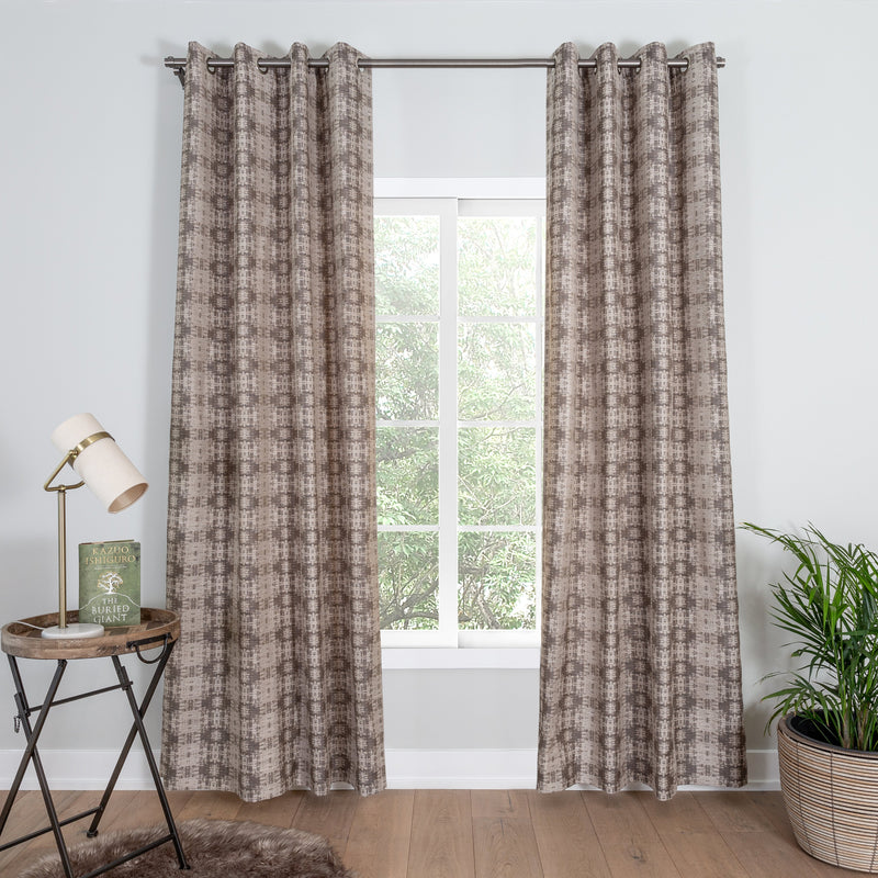brown pattern curtains