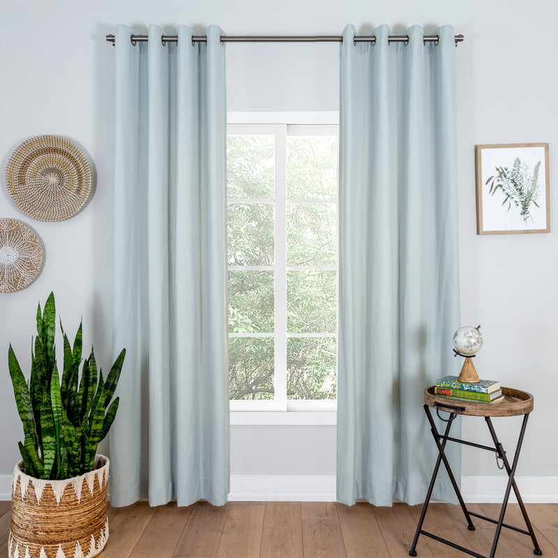 teal blue curtains