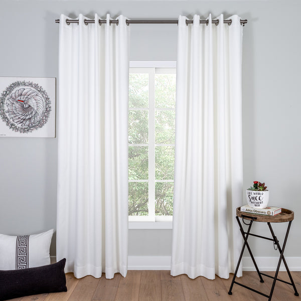 white textured curtains